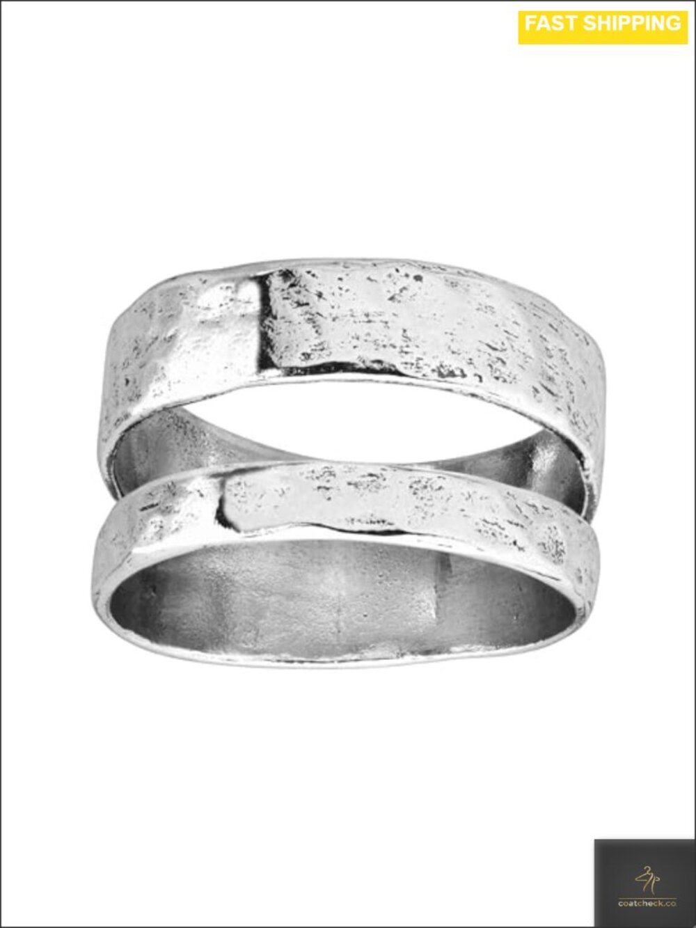 Sterling Silver Two Bar Ring Textured Band Design